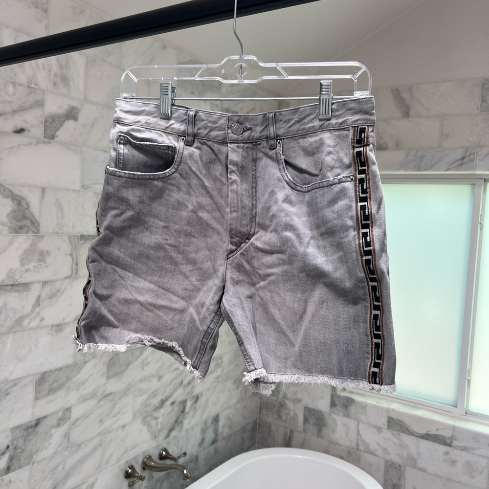 Isabel Marant Gray Distressed Denim Shorts with Side Trim